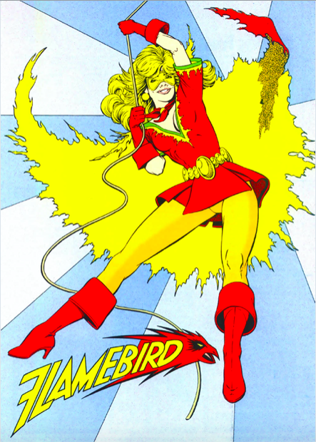 Betty was reintroduced as Mary Elizabeth "Bette" Kane with the alias of Flamebird. Let's take a moment an talk about the new costume. It kept the Bat-Girl color scheme of red and green but introduced yellow which would become one of Bette's "colors". I really love the goggles.
