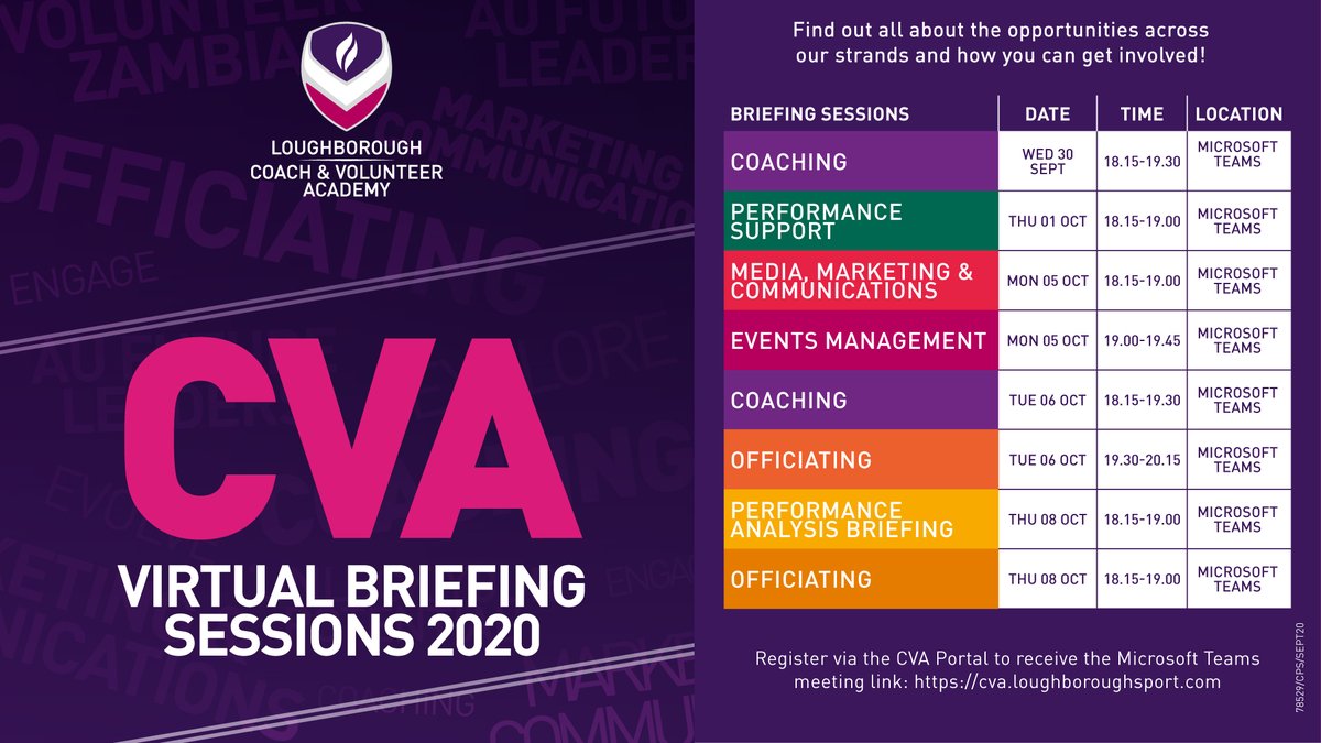 Outstanding contributions from our volunteers play a huge part in our worldwide reputation for sporting success💜  Want to be one of them?👀  Make sure to sign up to the @lborocva briefings to find out more on how you can be involved!📲

CVA Portal ➡️  cva.loughboroughsport.com