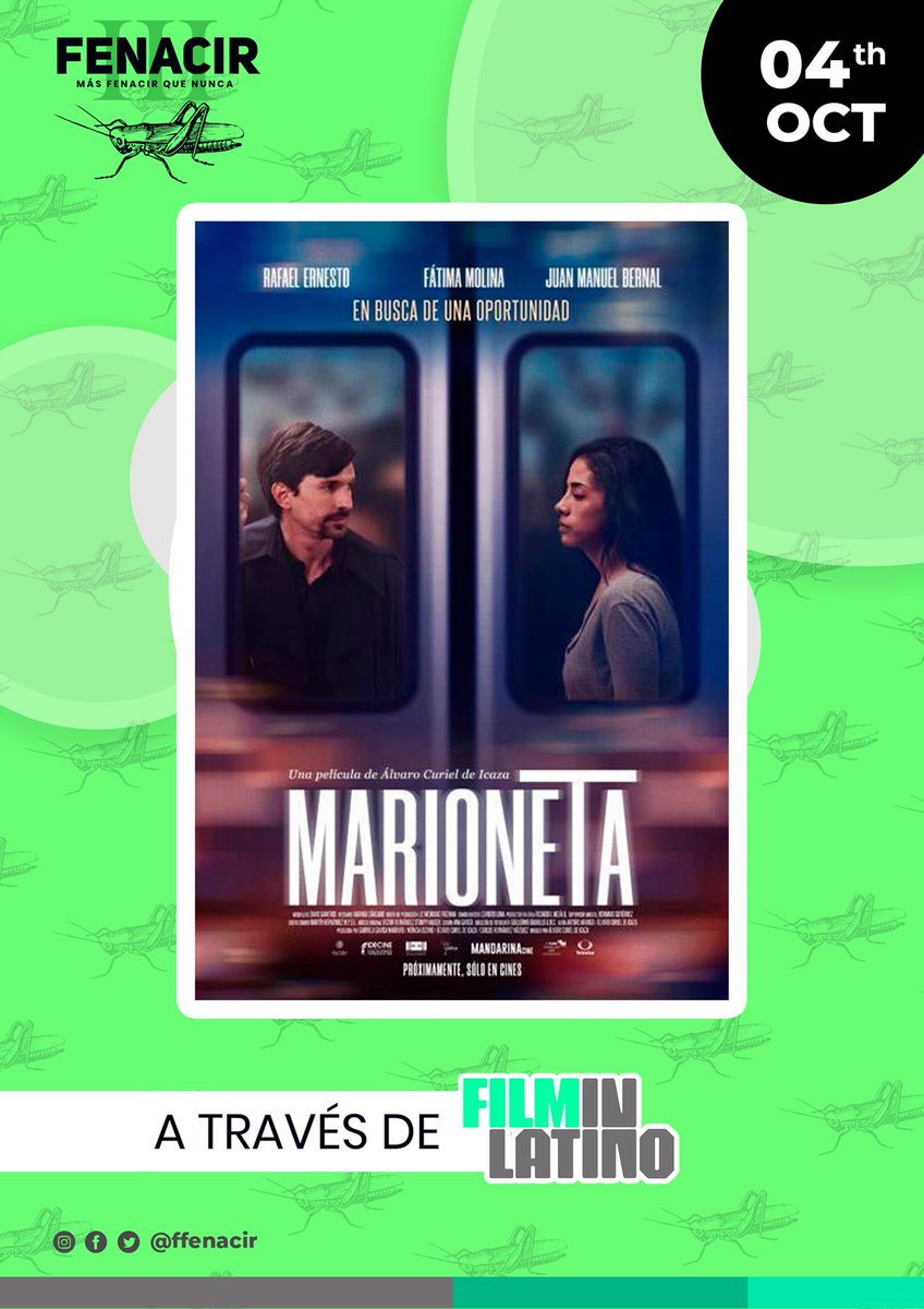 cinescuchas's tweet photo. En el @FFenacir está gratis hoy en @FilmInLatino:#Marioneta, dir.por Álvaro Curiel, con Rafael Ernesto, Fátima Molina, Juan Manuel Bernal y Nicolasa Ortiz Monasterio y ganadora en el @FICGoficial

https://t.co/7WkRz4HJbx

@AlebrijeCine @gabygavica @masugae @juanmabernalch @cinetc https://t.co/S6kq3gRvoJ