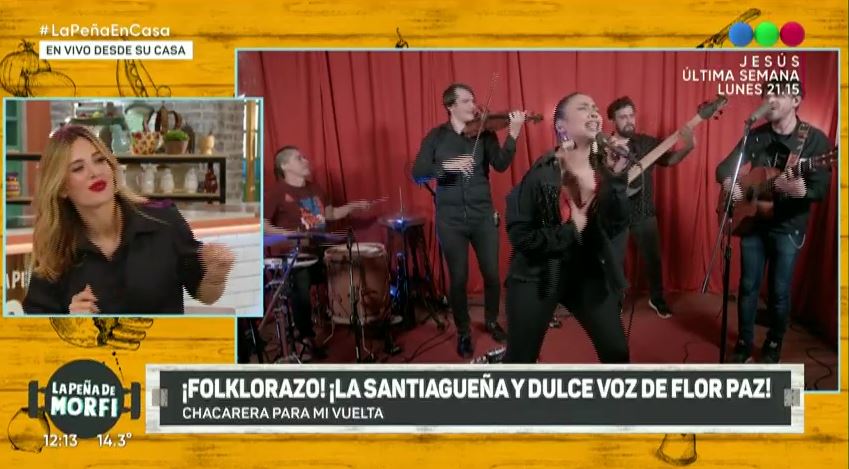 TupacGrupo's tweet photo. Disfrutando de nuestra gran amiga @FlorPazOficial  en la #LAPENAENCASA  Gracias por hacernos disfrutar de folklore nuevo.Saludos desde La Plata https://t.co/OixF4VzRXD