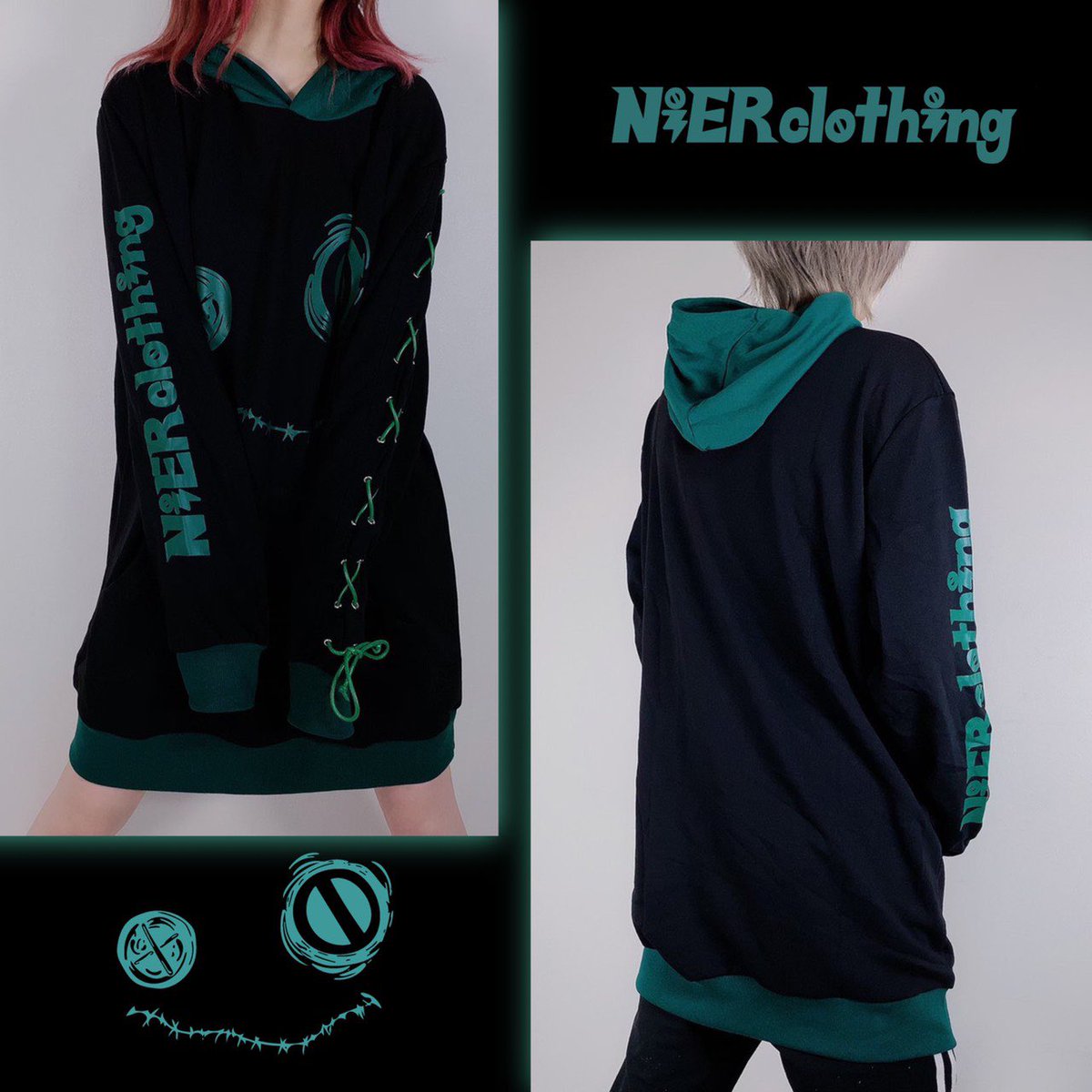 NieR_tokyo's tweet photo. 🎁本日〆切プレゼント企画🎁

【GREEN×BLACK FACE HOODIE】

🎊4名様にプレゼント🎊

ユニセックスアイテムです🐰

◼応募方法
フォロー(@NieR_tokyo) &amp; RT
◼締切〆  本日24時

※鍵垢の方も対象内です。
こちらの商品は〆切後販売予定となります。

是非ご参加ください🙇‍♂️🙇‍♀️ https://t.co/pYEALeDExT
