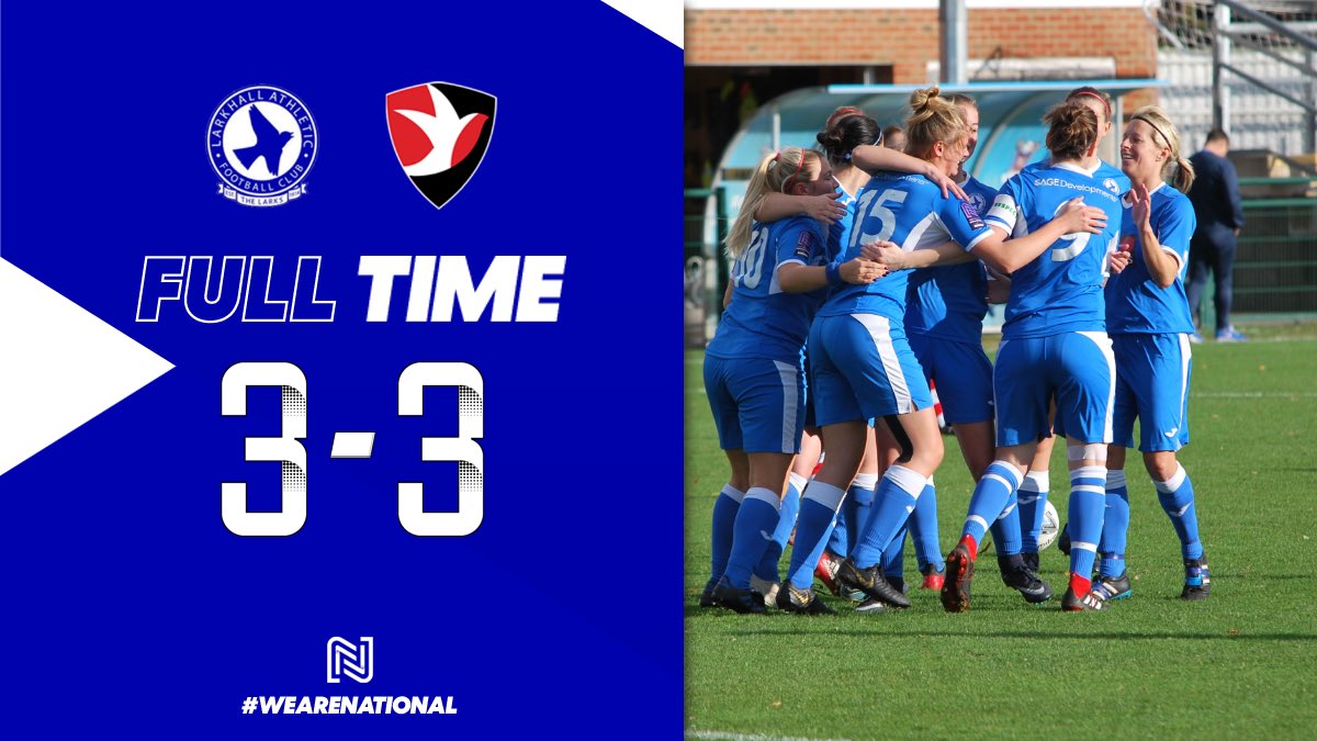 LarkhallAWFC's tweet photo. Full Time!
The Larks earn a very hard earned point this afternoon, coming back from 3-1 down to share the spoils. 
Great fighting spirit shown from the team today and 2 games unbeaten for interim manager @Danielle_411 👏👏💙🤍#UpTheLarks
@swsportsnews @wssmagnews @bsoccerworld https://t.co/Ws8uZEqfSD