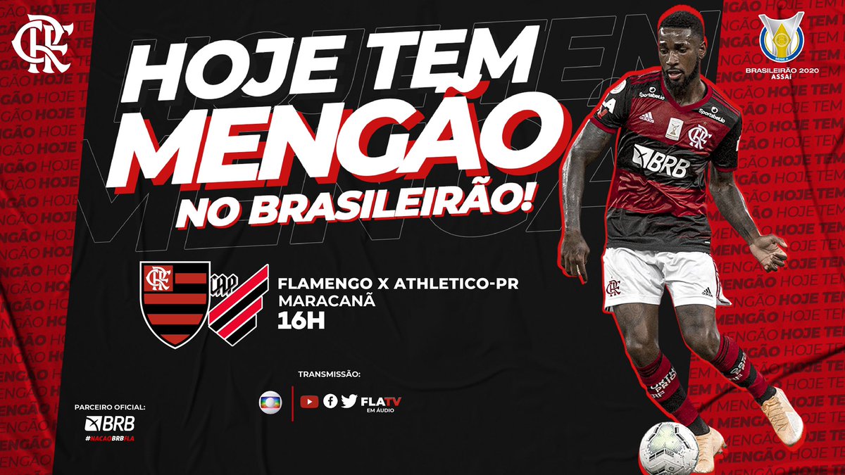 NacaoBRBFla's tweet photo. HOJE TEM MENGÃO NO BRASILEIRO! 

Às 16h, o Mais Querido recebe o Athletico-PR, no Maracanã. Boraaa! 💪🔴⚫️

#CRF #FLAxCAP https://t.co/edvGyoZBGV