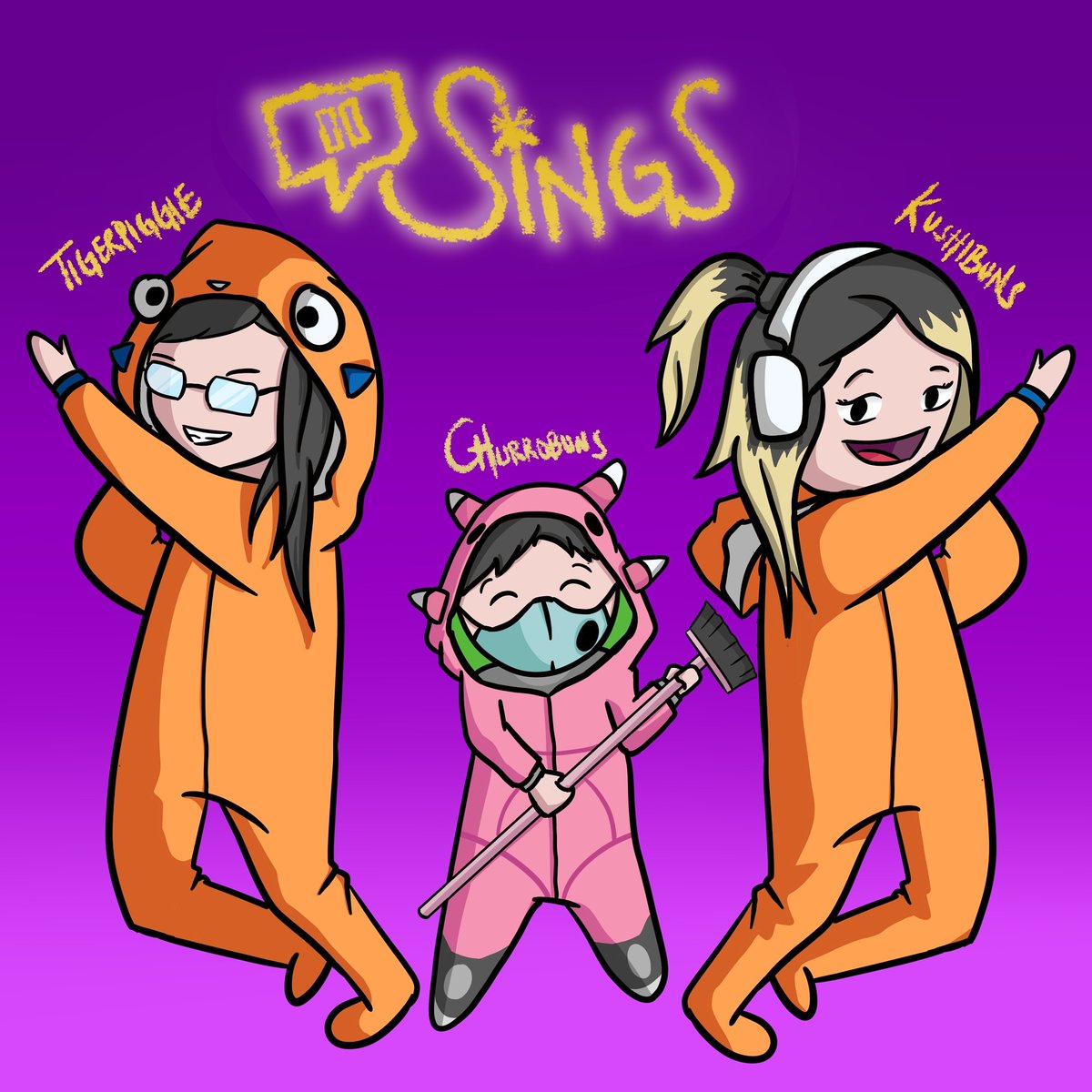 kushibuns's tweet photo. I hosted my first Twitch Sings and Helmy (an artist in our community) drew this to capture the moment 🥰 https://t.co/ZwoAN1OnH4
