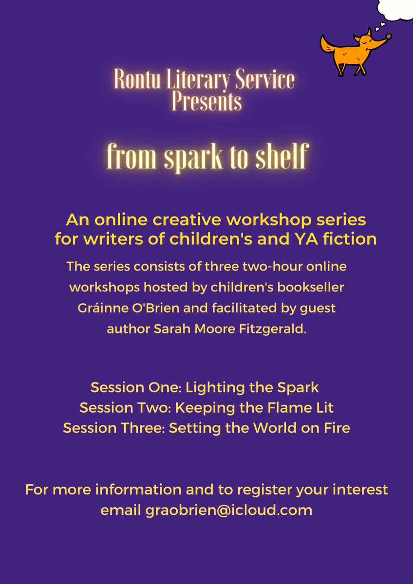 SMooreFitz's tweet photo. Delighted to be joining @Gra_OBrien and her newly established @RontuService for this event: a series of evening workshops on writing for children and young adults. Contact her for more details. https://t.co/A2aCNov1pH