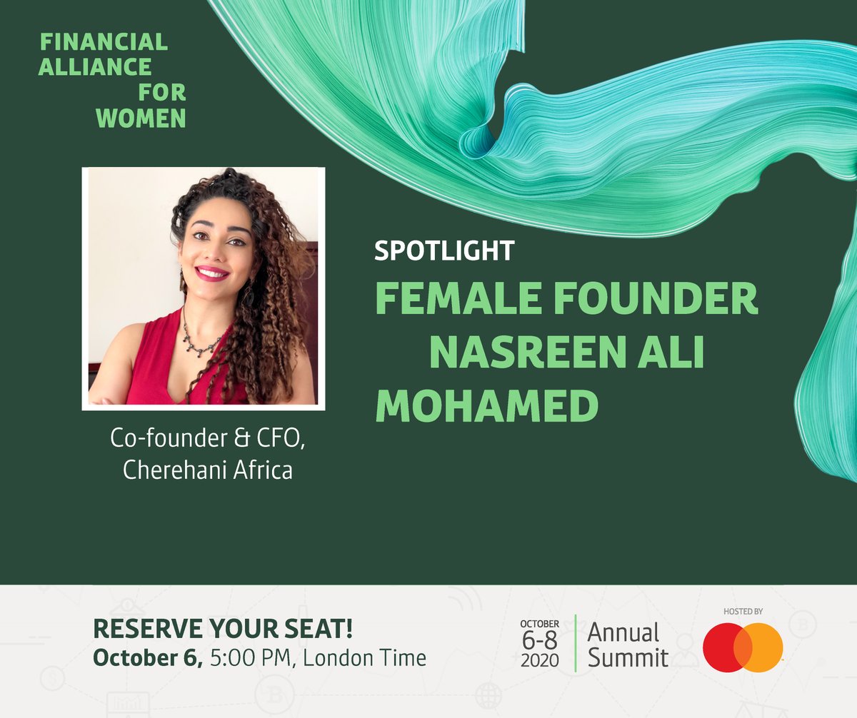 <a href="/nasreenaleey/">Nasreen Aleey</a>, <a href="/CherehaniAfrica/">Cherehani Africa</a>, is an entrepreneur focused on serving women micro-entrepreneurs in rural Kenya with the right financial tools to grow their businesses. 
Register here for her Spotlight talk: bitly.ws/9KFm
#2020AllianceSummit #FAForWomen