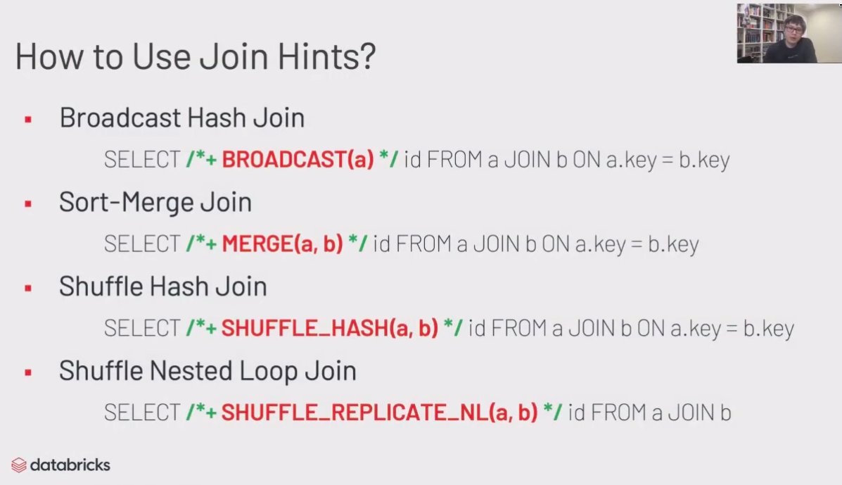 MasoodKrohy's tweet photo. If you know your data well, Join type hints in Spark 3 can speed things up pretty well. Good summary slides from a presentation by the @databricks  team.
https://t.co/XGNU3ERbJ6

1/2
#DataScience #ApacheSpark #BigData #DistributedComputing #DataEngineering https://t.co/S0Nm52I3Ff