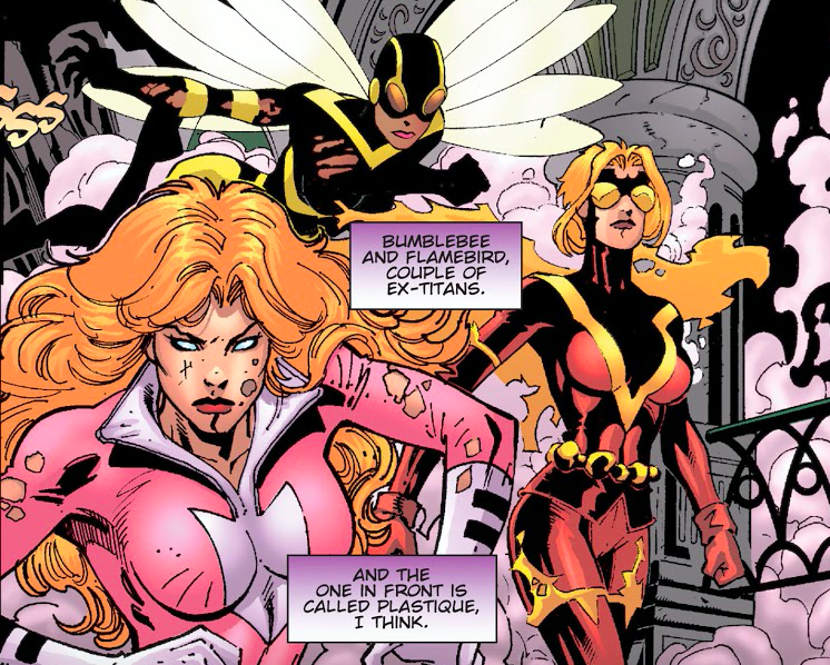 Her next major appearance is in Birds of Prey #72 and #73. In #72 she just appears in one panel but in #73 she along with some other heroes fight Huntress and Vixen while mind-controlled.