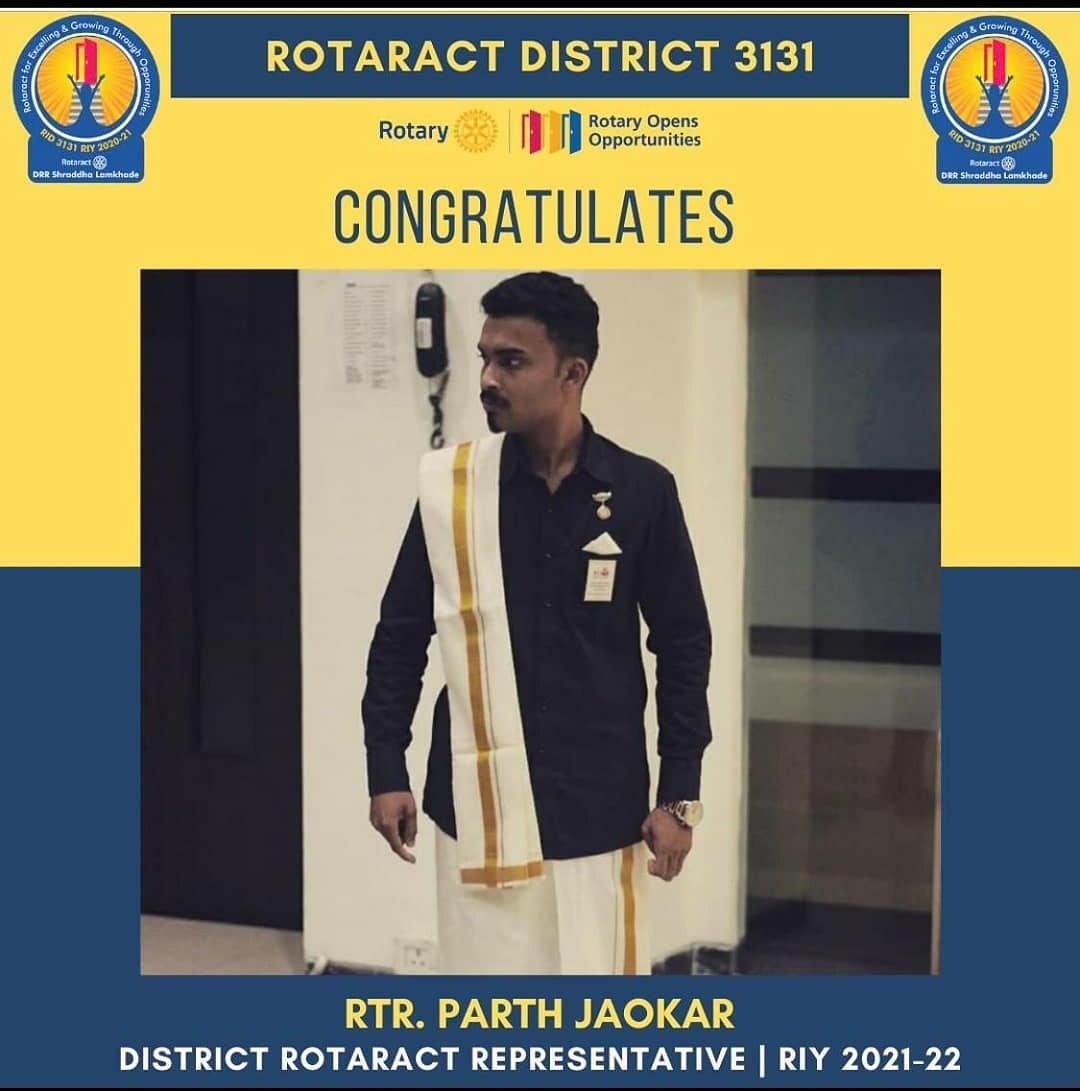 rid_3131's tweet photo. New Rotaract Greetings, 

It is indeed a huge honor for us to inform you about our District Rotaract Representative Elect. for the RIY 2020 -21 

We present before you Rtr Parth Jaokar. 

Regards, 
One Team, One Dream https://t.co/5RlrBkDwQ1