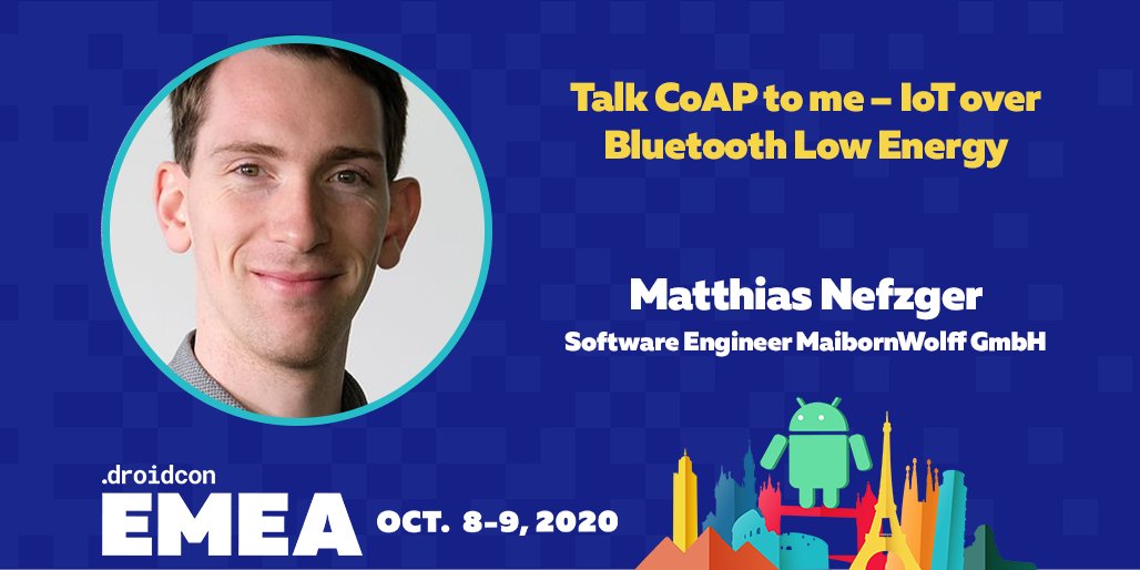 During this #dcEMEA session, Matthias Nefzger will introduce #CoAP and then dive into the challenges that he encountered while implementing CoAP over #Bluetooth Low Energy. Full abstract: online.droidcon.com/emea-speaker/m…