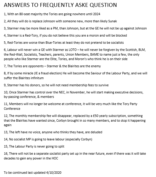  #StarmerOut 1/7ANSWERS TO FREQUENTLY ASKE QUESTION1, With an 80-seat majority the Tories are going nowhere until 20242, All they will do is replace Johnson with someone new, more than likely Sunak