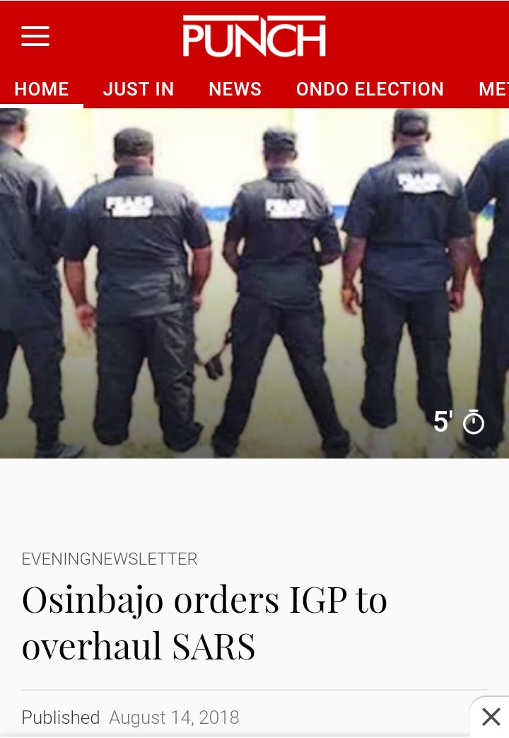 12/ To reform the rogue unit, it was renamed Federal Special Anti-Robbery Squad (FSARS) in Aug 2018 by former IGP Ibrahim Idris, with VP  @ProfOsinbajo as Acting President. Yet, the unit continues to terrorise innocent & hapless Nigerian youths, with reckless abandon, till date.