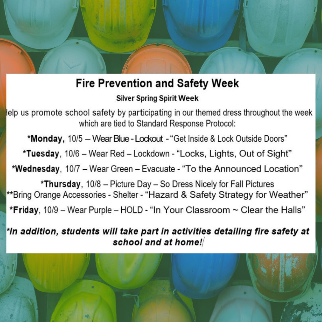 Monday will be Wear Blue day <a href="/SilverSpringES/">SilverSpringES</a> as we focus on school safety this week with a spirit week!