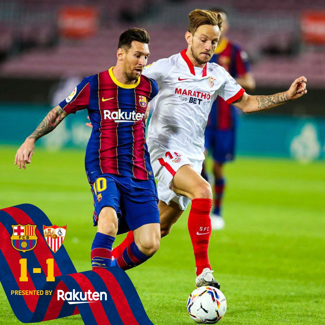 INDOBARCA_TMG's tweet photo. Hasil Akhir :
Barca 1-1 Sevilla

Pertahanan sevilla memang rapi, beberapa kesempatan gagal dimanfaatkan los blaugrana di menit - menit akhir babak ke 2.
1 poin dibagi dengan sevilla.

Oke, lanjut Subuh ya cul 🤙🏻
#BarcaSevilla https://t.co/6C1376DCRD