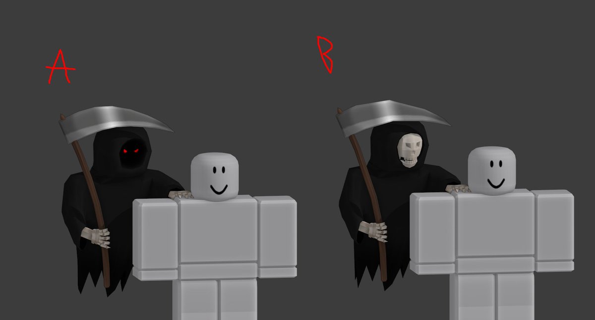 ReverseRBLX's tweet image. This is quite possibly my favorite Halloween UGC I've made yet. What do you all think? Which do you like better? #RobloxUGC