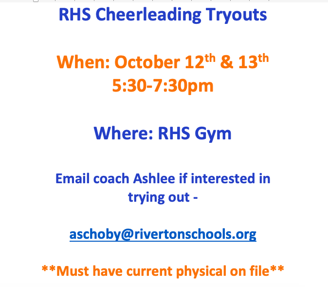 RHShawkcheer's tweet photo. RHS cheer tryouts are happening!!! See flyer below #hawkup #RHScheer https://t.co/zHp3SzWKNu