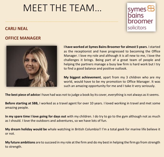 #MeetTheTeam #carlineal #sbb