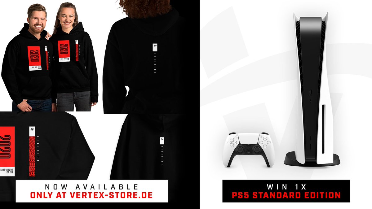 #Giveaway

To celebrate our 2k20 Black Drop we are drawing a #PS5 to one lucky person🥳

1️⃣ Retweet this tweet

2️⃣ Follow @Vrtexde

3️⃣ Tag your squad below and comment #vertexdrop

Good luck everyone🍀

See all entry options and increase your chances🔽🔽🔽