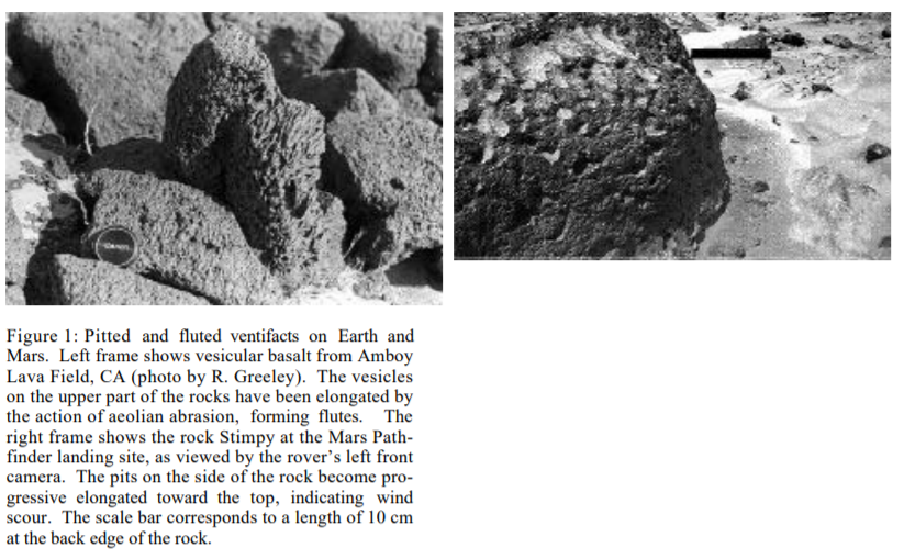 Day 4   #Rocktober -   #VentifactA ventifact is a rock shaped by wind rather than water, humans, etc. You see them in arid areas, like, oh, Mars, where winds reach up to 60mph and there is not a lot of protection against it.Below image from  https://mars.nasa.gov/mgs/sci/f...