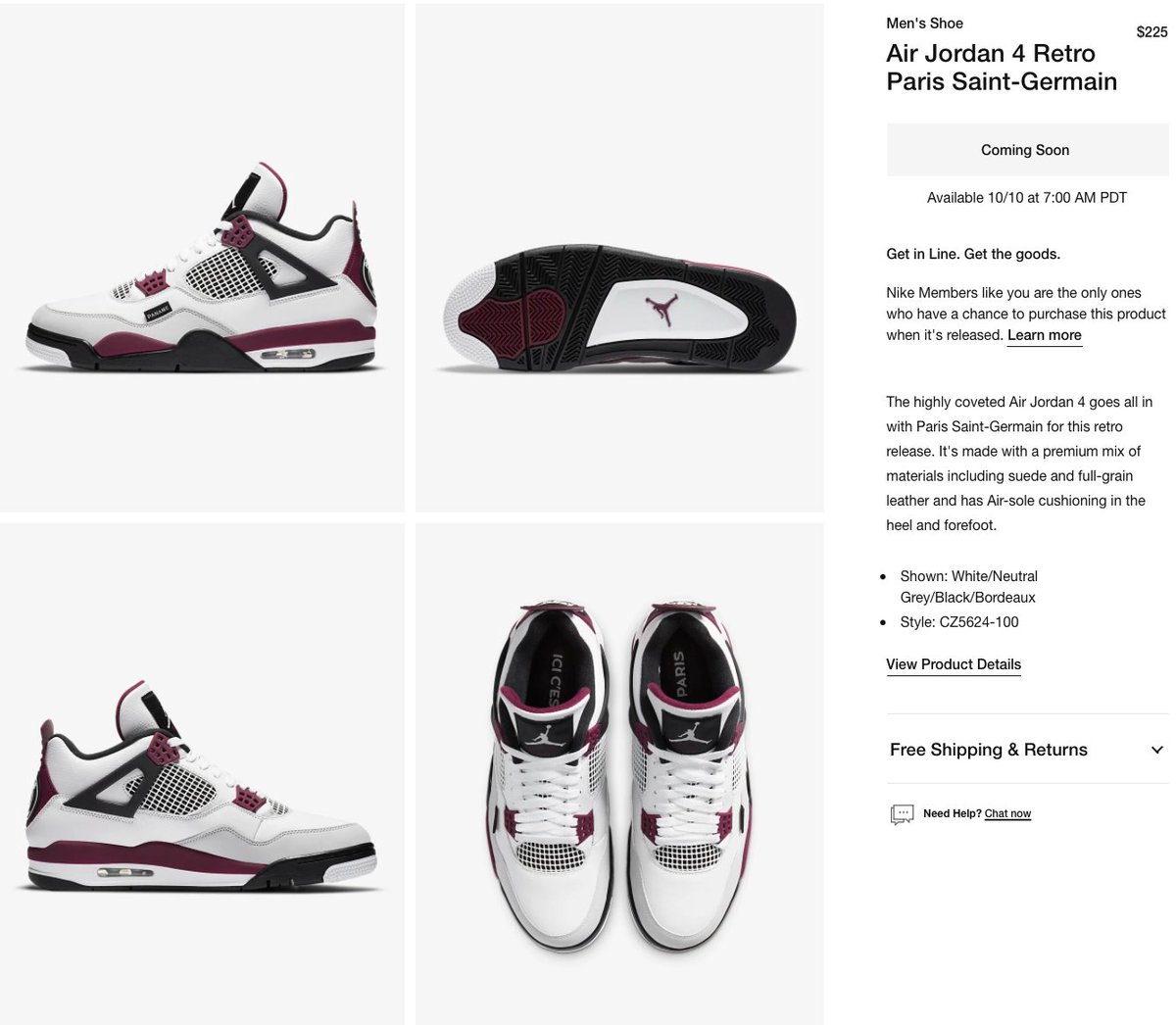 Solelinks On Twitter Ad Psg X Air Jordan 4 Retro Releases October 10th Via Nike Us Https T Co Evt87kszjo