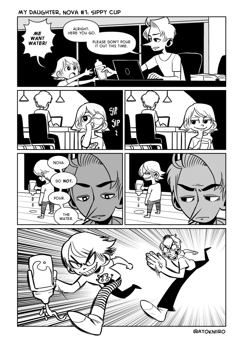 AtokNiiro's tweet photo. Back when my daughter was born, I believe I said that I'd make funny parenting comics at some point.

Today, two years later, I'm releasing the first episode of my new series, "My Daughter, Nova"!

Follow the comic on Tapas: https://t.co/B0nTBlFoIR https://t.co/SLnuLYnlQN