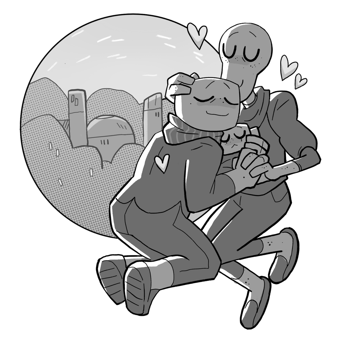 Oc-tober day 2, 3 and 4. Best friend, favorite hobby and Partner/Crush!
I rarely draw my ocs outside of the comic, so these doodles have been such a joy so far! :,3