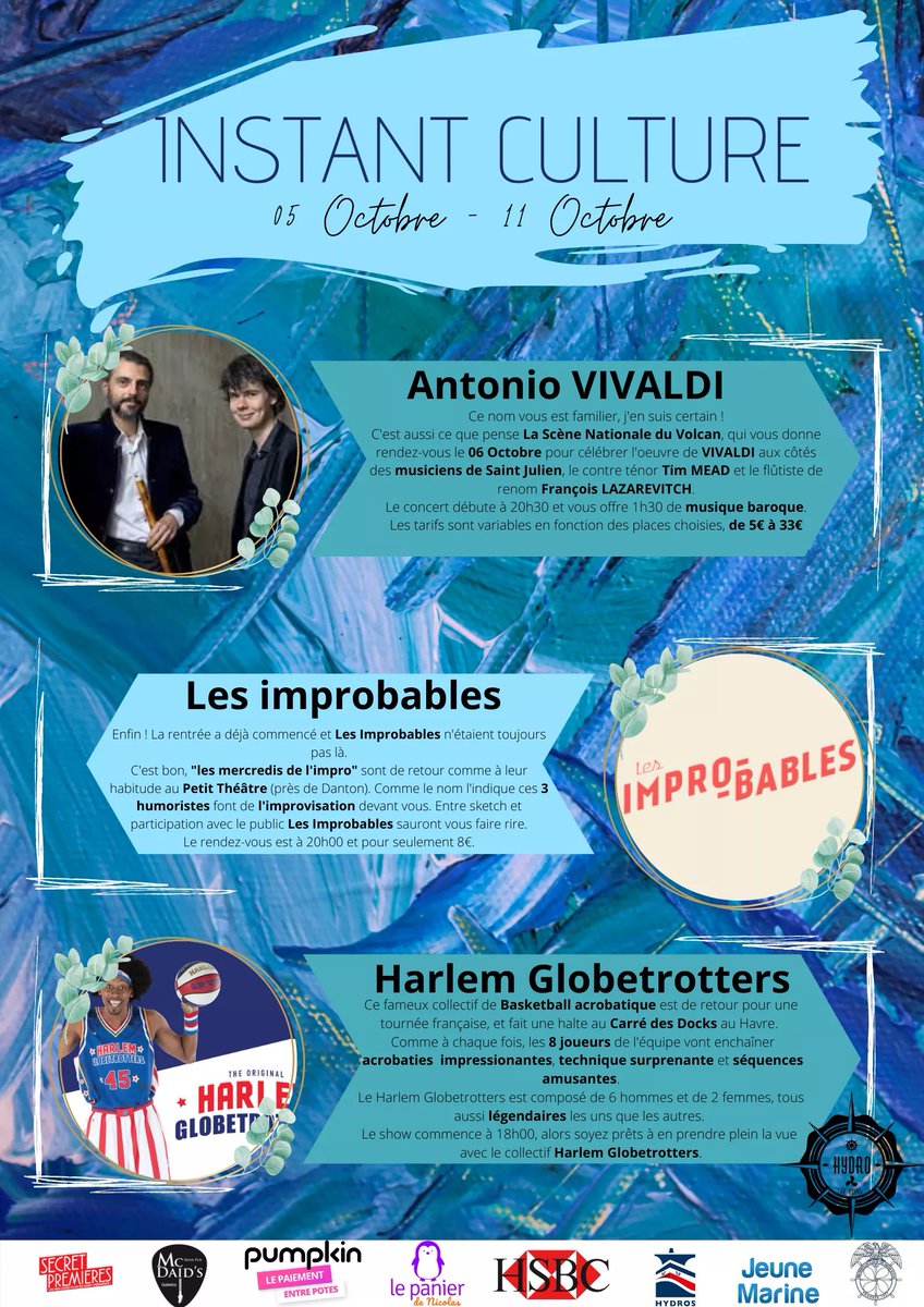 💼 Reprenons la semaine en Culture !

L'instant Culture du 05 au 11 Octobre. 

Votre Bural