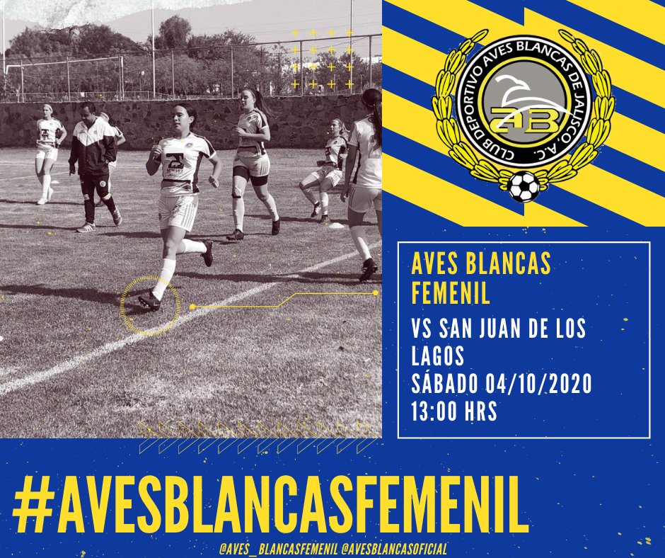 Apoya a nuestro equipo femenil en su partido contra su similar de #sanjuandeloslagos 
La transmisión en vivo del partidos será en el Instagram de @aves_blancasfemenil
En punto de las 13:00 hrs
⚽🏃‍♀️
#avesblancasfemenil #avesblancas #somosaves #volandoalto #tepatitlan