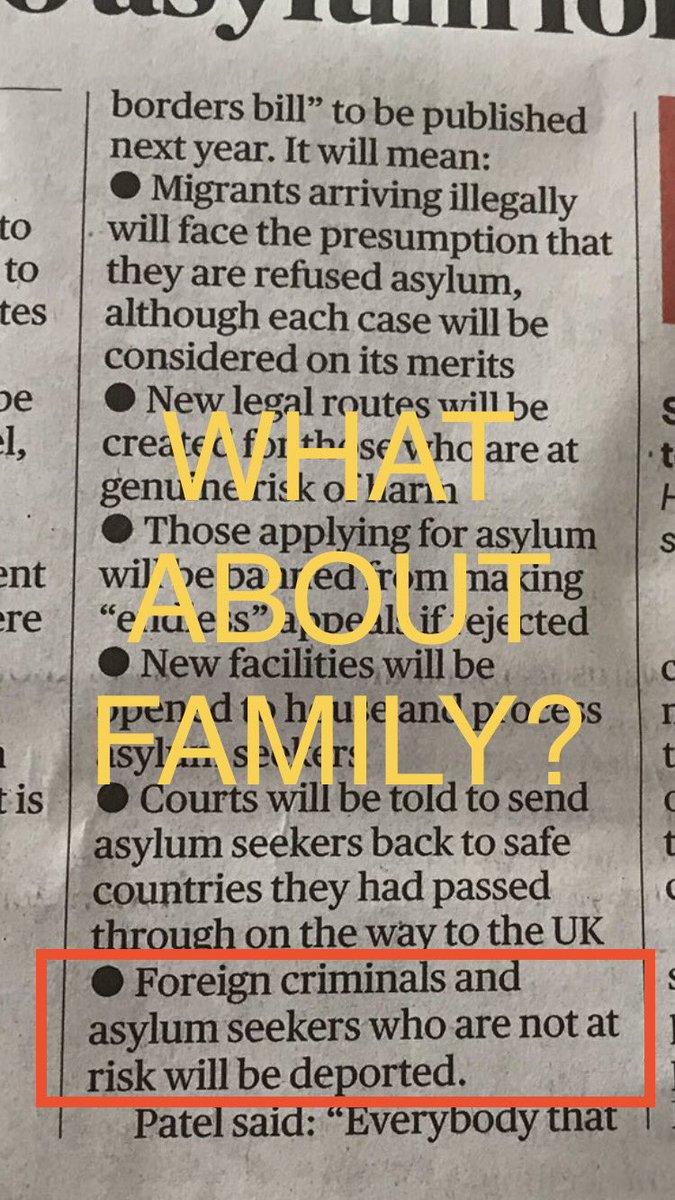 Patel mixes up “asylum-seekers” with “foreign criminals”. She’s part of a small minority who think not having papers is a serious crime. And is she signalling that’s somehow asylum gets granted where there’s no risk?This soundbite needs unpicking -> 8/