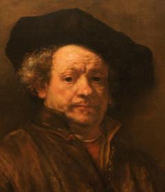 SP as a Young Man (c. 1628, age 22):  @rijksmuseum says, despite his inexperience, “...Rembrandt [is] experimenting. ...the light rakes his right cheek... the rest of his face is ...in shadow... It takes a moment to realize ...he is peering out at you.” #OTD#Rembrandt