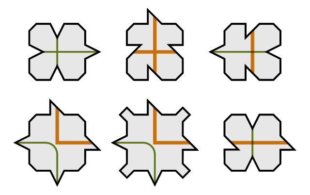 There came an era of smart math people one-upping each other by getting their sets of aperiodic tiles smaller and smallerNotably Raphael Robinson who came up with 6 Tiles that could tile the entire plane without repeating
