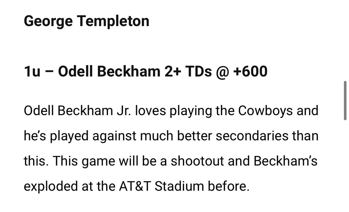 PFN365's tweet photo. If only someone warned you OBJ might put up multiple TDs today (via @temptherat) #FreeCashCrew🆓💵✅ https://t.co/TwjawDheu6