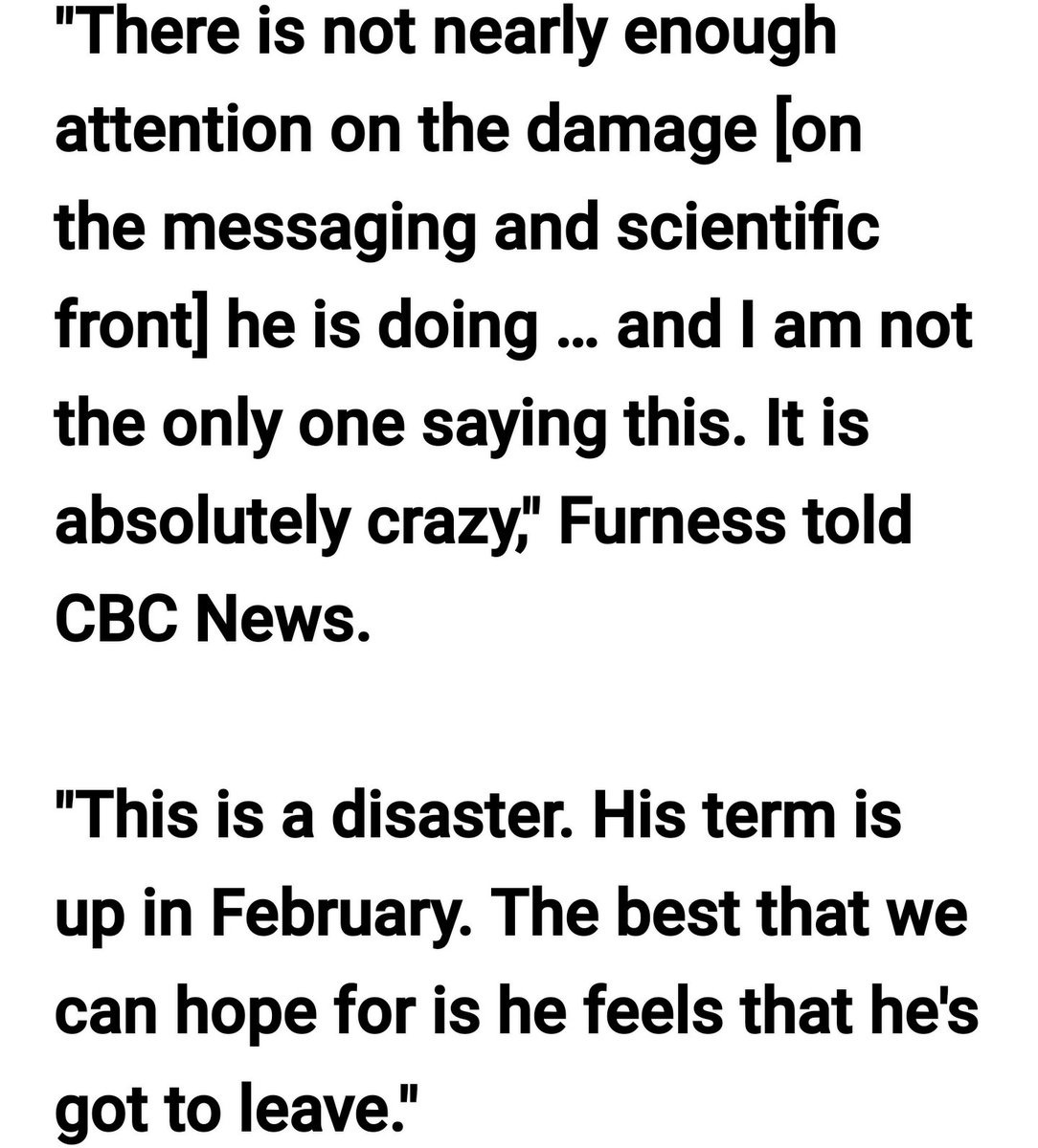 And worse, Ford claims it's science with Doctor Williams providing cover. Science tells them to delay they tell us.Meanwhile actual scientists and doctors, who are not exactly known for fiery language, are calling them "absolutely crazy".