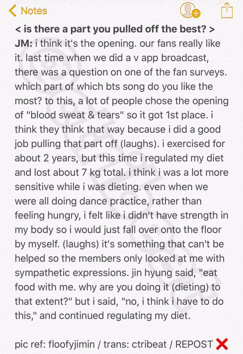 Just to show us his talent, Jimin pushed himself at the edge. Jimin is a perfectionist, and this persona affected him in 2 ways. Surely it made him a great artist which he is today but also because of this, he has hurt himself! Look at Jimin interview from WINGS concept book. ++