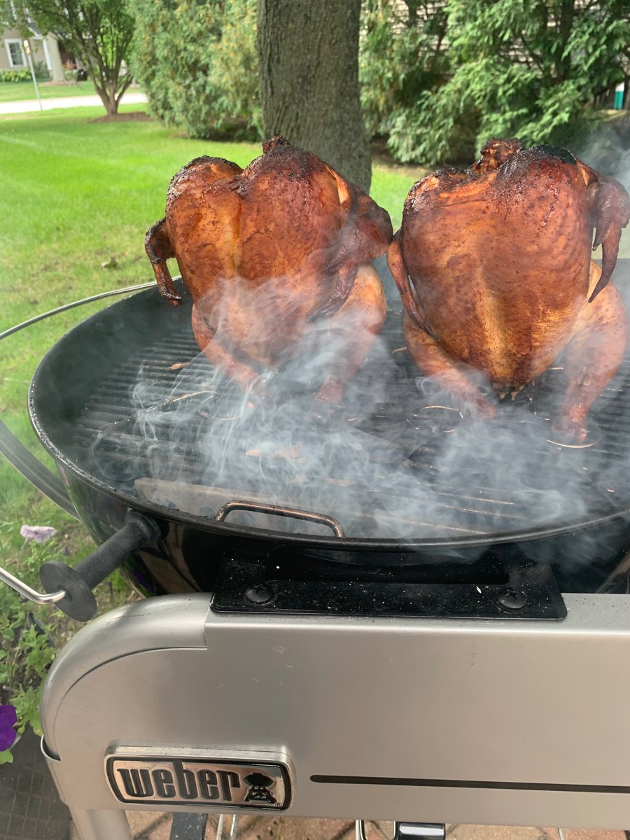 Nothing better this fall day than smoking some whole chickens seasoned with Char Crust® Roto Roast.  Roto is a one-step, all-purpose roasting rub that seals in the juices and helps meat brown faster for juicy results.