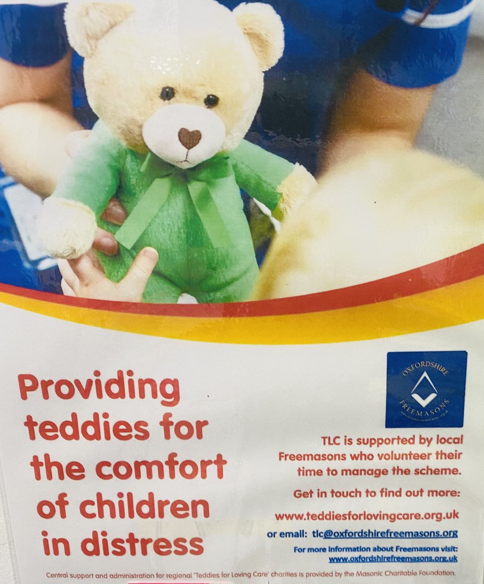 Thank you for the continued support for children visiting our emergency department, with donations from the Teddies For Loving Care (TLC) scheme.  These bears bring joy to so many children & are now individually wrapped in compostable bags too! 🐻♻️ @OUHospitals #TLCteddies