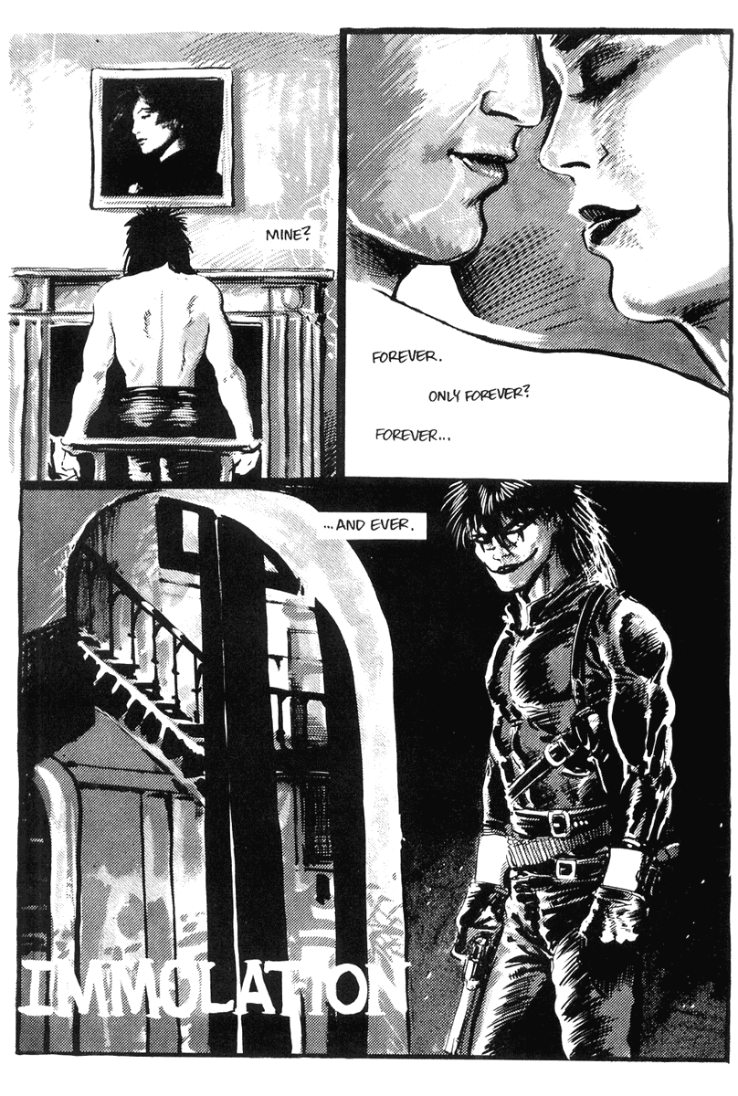 His style is very GOTHIC but has elements from Will Eisner. Will tended to have his characters be very messy in action scenes you can see that in the Crow. The Spirit was also getting reprints around that time to keep it in the public conscious.
