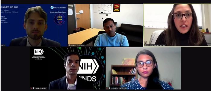ANAneurology's tweet photo. Loved hearing from the future leaders of the ANA as part of our inaugural Emerging Scholars Lecture Series! Great work @NareshaSaligra1, @JennOligoMyelin, @drbhooma, and @DerekNarendra! Tune into our three other Emerging Scholars Lectures Series later this week! #ANA2020 https://t.co/qrHcgcsy3K