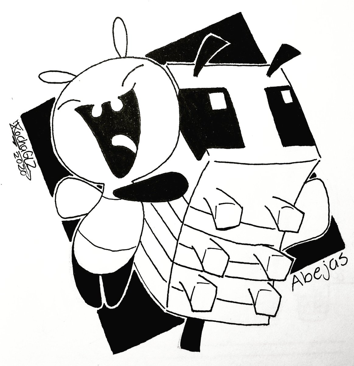 Art-ober#4 Bee #artober #Artober2020 #artober2020day4 #inktober #inktober2020 #inktober2020day4 #inktoberday4 #art #arte #lineart #fanart #Minecraft #minecraftbee #minecraftfanart #InvaderZim #invaderzimfanart