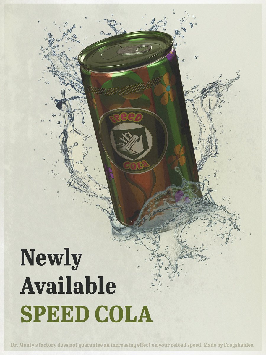 frogshables's tweet photo. Speed Cola Poster 70's style
Maya & Vray, Photoshop
#CoDZombies #CoDBOCW #speedcola #cod #CallOfDuty #CallOfDutyBlackOpsColdWar #zombies
(inspired by an old 7up ad) https://t.co/3ECnqg06FI