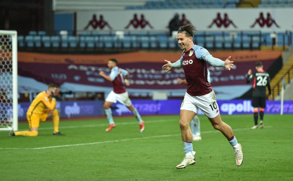 EPLStatman's tweet photo. @AVFCOfficial Jack Grealish vs Liverpool 

🔘 8 Ball Recoveries 
🔘 3/3 Tackles Won 

🔑 5 Chances Created 
🔑 2 Big Chances Created 

👟 3 Shots 
🎯 2 Shots On Target 

⚽️ 2 Goals 
🅰️ 3 Assists 

What a performance! https://t.co/eHDr8tQg5r