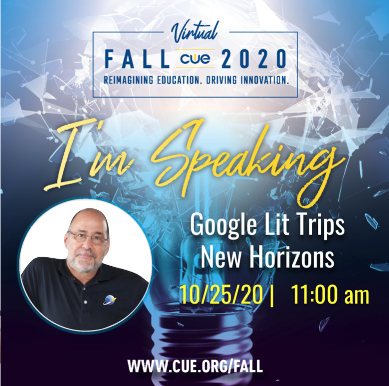 jburg's tweet photo. #GoogleLitTrips #Eartheveryday #EarthEDU I'm doing two Google Earth presentations for the Fall CUE 2020 Virtual Conference. Introducing "Google Earth's New Content Creation Tool" 10/24 @ 3 pm PST AND "Google Lit Trips: New Horizons" 10/25 @ 11 am PST https://t.co/kk2alPnT44