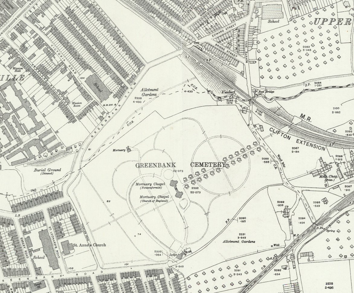 Went for a wander around Greenbank Cemetery today and saw the sign saying "Opened 1871, Enlarged 1880" and not for the first time I wondered which bits are the enlarged bits. So here is: three phases in the life of Greenbank