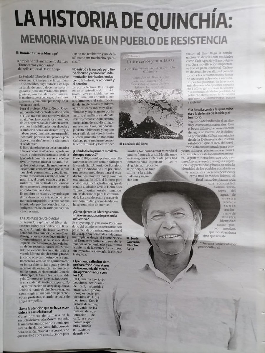 Gracias a Ramiro Tabarez por esta gran reseña de nuestra historia y la de mi Quinchía bella.
eldiario.com.co/seccion-d/stel…
