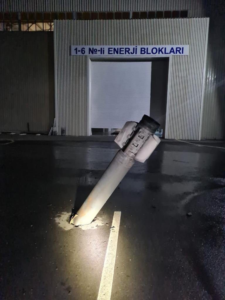 tw // bombingtoday, a missile fired by Armenian forces landed in a close proximity of an energy block in Mingachevir. the missile didn't explode, preventing a disaster.