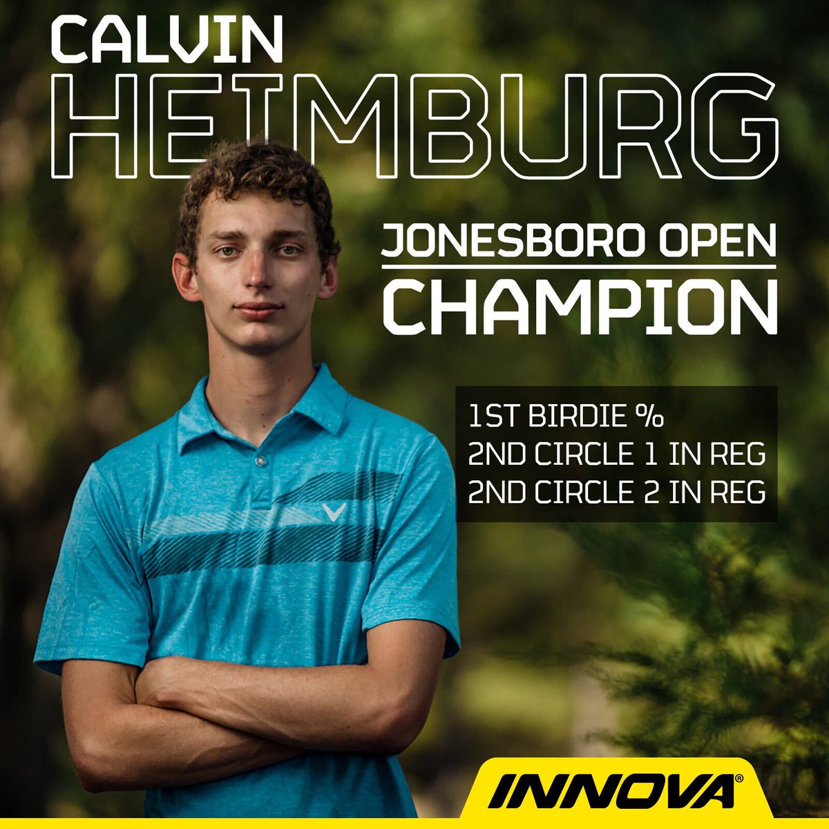 Congratulations to Calvin Heimburg on his exceptional performance and victory at The Jonesboro Open. 🏆 #teaminnova 
#discgolf #innovadiscs