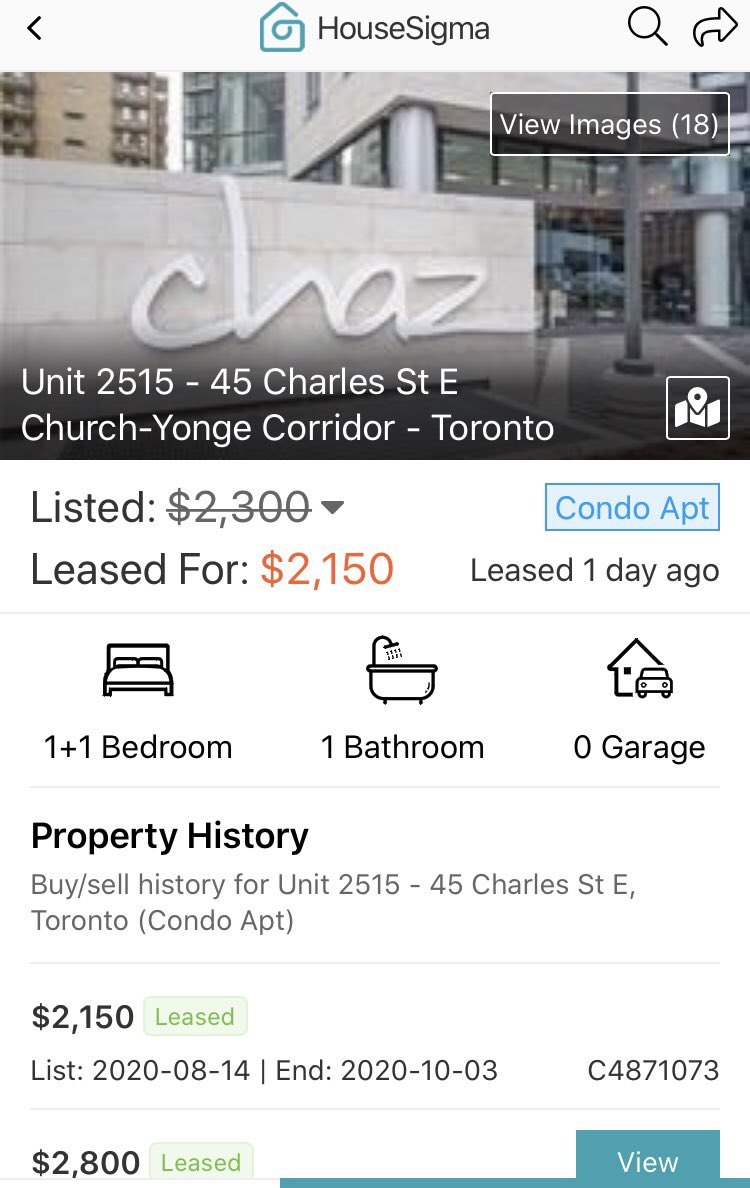 The Latest in Toronto RentsThis investor accepted the new Toronto rental reality, after a 2 month vacancy, and leased this unit at a 23% ($650 month) discount to the 2019 rented price,also below the 2017 priceWould say this unit was rented at 2014-2015 rental rates #cdnecon