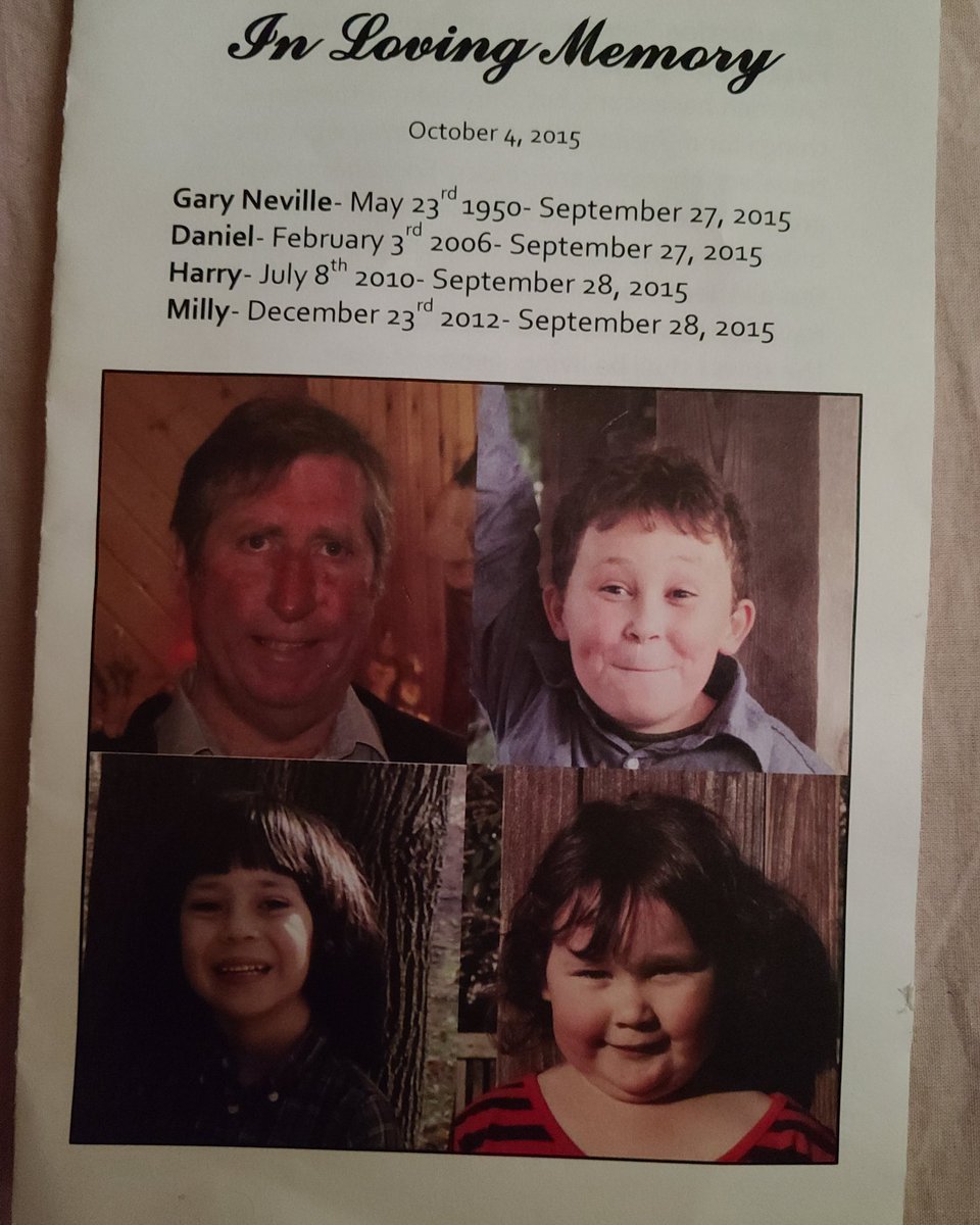 isda1979's tweet image. 5 yrs ago today 
I have to say goodbye forever soon
Im not ready
20 colour-coded pallbearers; 6 ea for dad and Daniel, 4 ea for Harry and Milly
I have to kiss them goodnight one last time
Im not ready
I have to tuck them into bed one last time
OMB, now?!?
More time, pls?
Now.