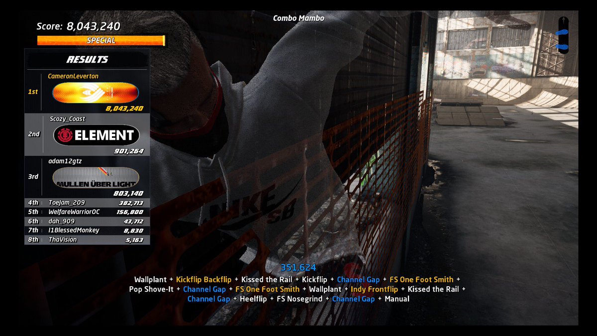 LevertonCameron's tweet photo. Dropped a 8million combo on #TonyHawkProSkater #ComboMambo and destroyed the lobby 🛹😎 https://t.co/vC8dNPNfuo