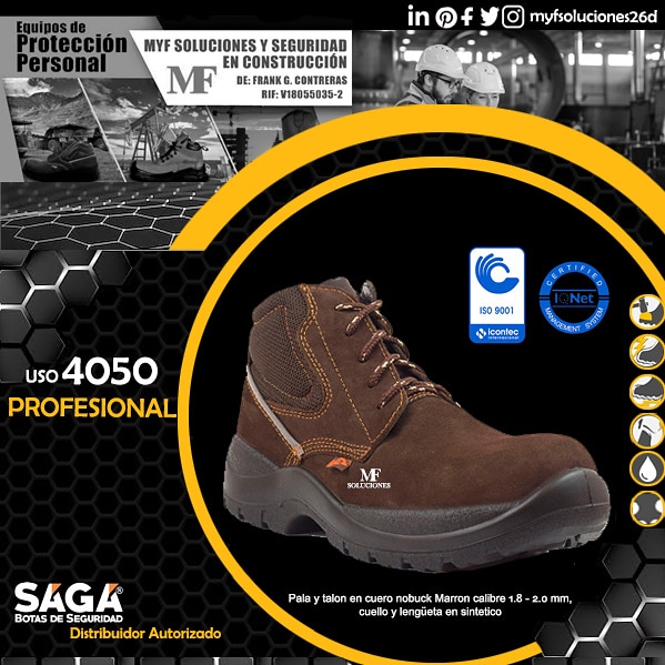 MyfSoluciones26's tweet photo. #myfsoluciones26d El #modelo4050 de #Botasaga #Profesional La suela elaborada en poliuretano (PU) mono-densidad, antideslizante, impermeable, flexible, liviana, aislante térmica, formulada especialmente con excelente resistencia a los Hidrocarburos #Distribuidor #Mérida https://t.co/BIhESsQSMb